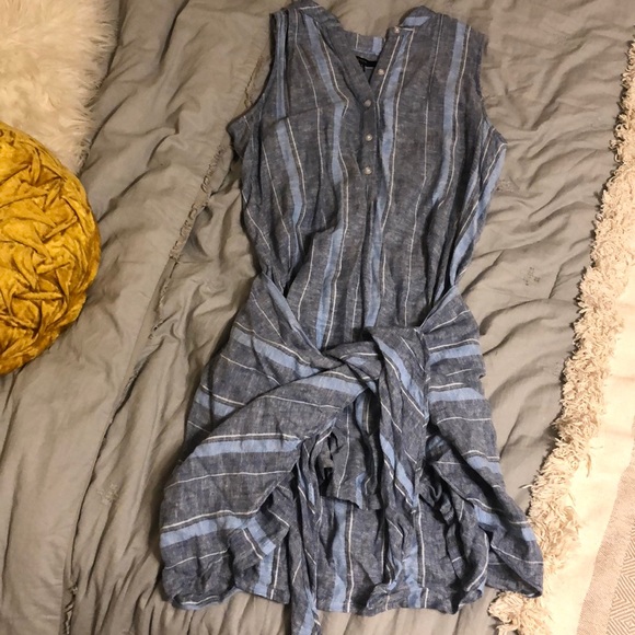 linen tie front dress